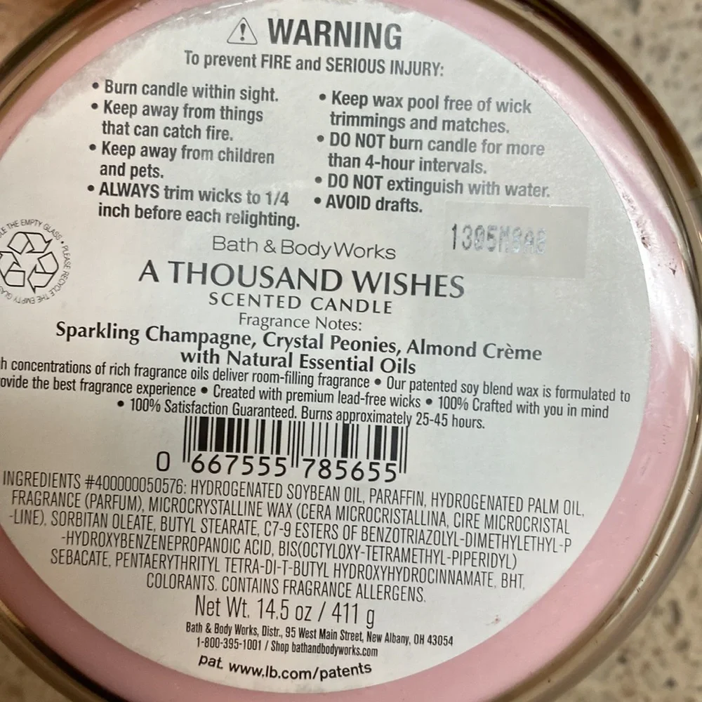 A Thousand Wishes Bath & Body Works 3 Wick Candle - Picture 4 of 4